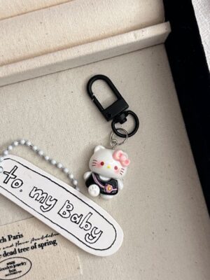 Black KT Cat Keychain Small Pendant Backpack Bag Decoration Graduation Gift for the Whole Class Keychain