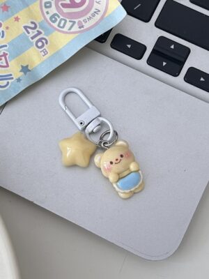 Butter Bear Keychain Small Pendant Book Bag Backpack Ornament Graduation Gift Key Ring