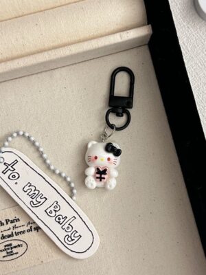 Black KT Cat Keychain Small Pendant Backpack Bag Decoration Graduation Gift for the Whole Class Keychain