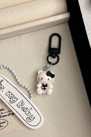 Black KT Cat Keychain Small Pendant Backpack Bag Decoration Graduation Gift for the Whole Class Keychain