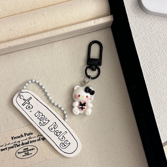 black kt cat keychain small pendant backpack bag decoration graduation gift for the whole class keychain