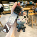creative color changing bear keychain cute cartoon couple car keychain