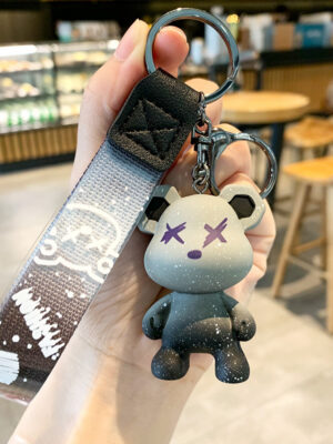 Creative Color-Changing Bear Keychain - Cute Cartoon Couple Car Keychain