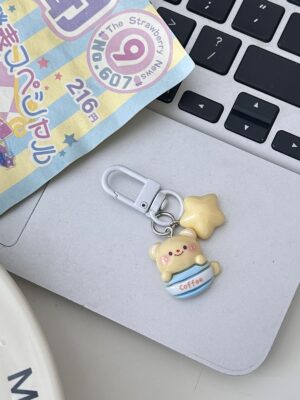 Butter Bear Keychain Small Pendant Book Bag Backpack Ornament Graduation Gift Key Ring