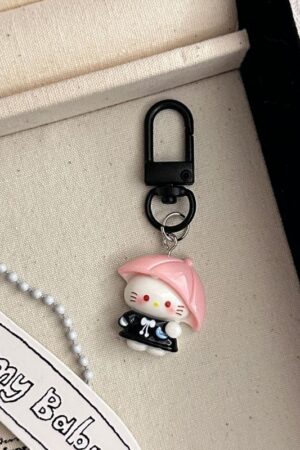 Black KT Cat Keychain Small Pendant Backpack Bag Decoration Graduation Gift for the Whole Class Keychain