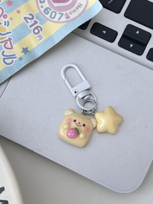Butter Bear Keychain Small Pendant Book Bag Backpack Ornament Graduation Gift Key Ring