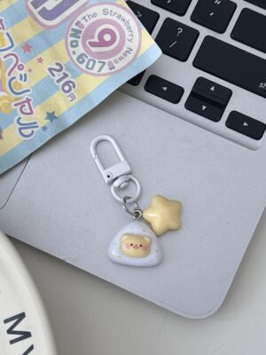 Butter Bear Keychain Small Pendant Book Bag Backpack Ornament Graduation Gift Key Ring
