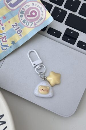 Butter Bear Keychain Small Pendant Book Bag Backpack Ornament Graduation Gift Key Ring