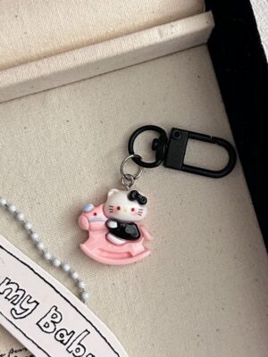 Black KT Cat Keychain Small Pendant Backpack Bag Decoration Graduation Gift for the Whole Class Keychain