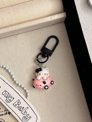 Black KT Cat Keychain Small Pendant Backpack Bag Decoration Graduation Gift for the Whole Class Keychain