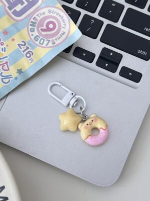 Butter Bear Keychain Small Pendant Book Bag Backpack Ornament Graduation Gift Key Ring