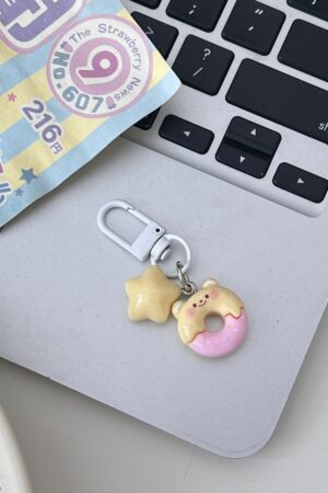 Butter Bear Keychain Small Pendant Book Bag Backpack Ornament Graduation Gift Key Ring