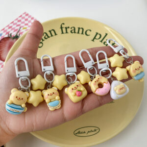 butter bear keychain small pendant book bag backpack ornament graduation gift key ring