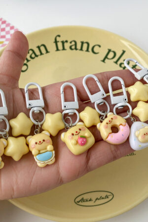 butter bear keychain small pendant book bag backpack ornament graduation gift key ring