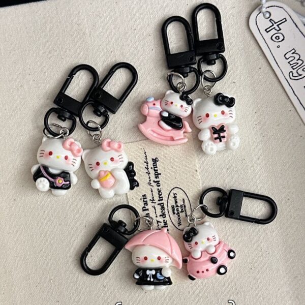 black kt cat keychain small pendant backpack bag decoration graduation gift for the whole class keychain