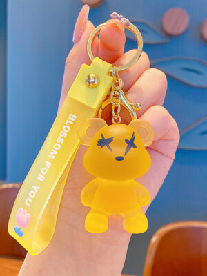 Creative Color-Changing Bear Keychain - Cute Cartoon Couple Car Keychain