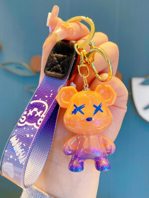 Creative Color-Changing Bear Keychain - Cute Cartoon Couple Car Keychain