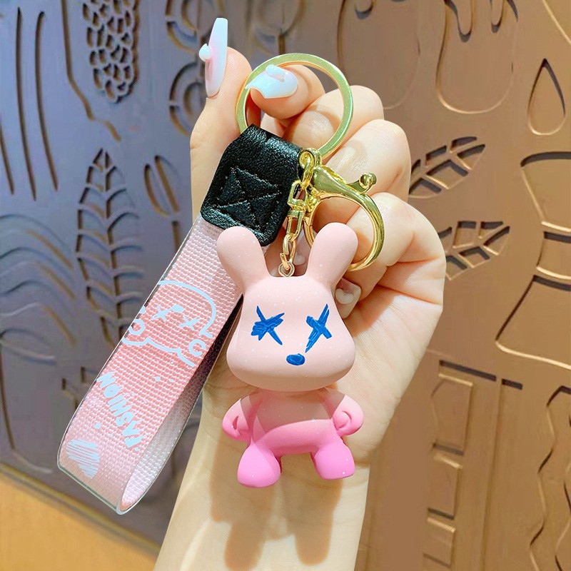 creative color changing bear keychain cute cartoon couple car keychain