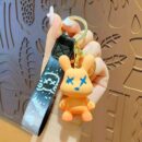 creative color changing bear keychain cute cartoon couple car keychain