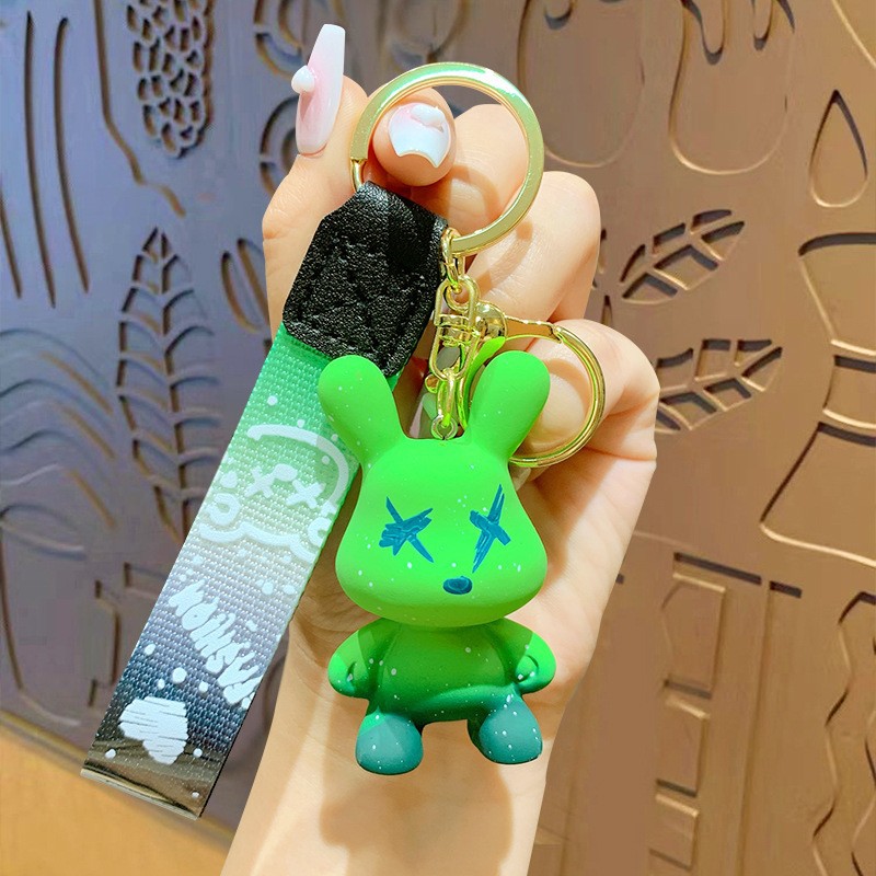 creative color changing bear keychain cute cartoon couple car keychain