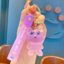 creative color changing bear keychain cute cartoon couple car keychain