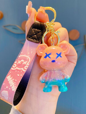 Creative Color-Changing Bear Keychain - Cute Cartoon Couple Car Keychain