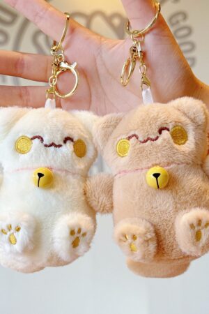 Cute Lucky Cat Pendant: Plush Toy Doll with Bell, Bag Charm & Keychain