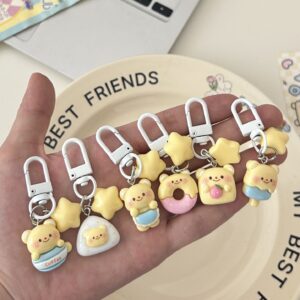 butter bear keychain small pendant book bag backpack ornament graduation gift key ring