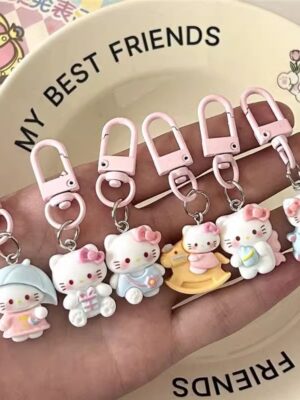 KT Cat Backpack Keychain - Cute Cartoon Backpack Pendant, Couple Small Gift, Keychain