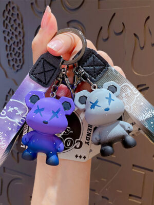 Creative Color-Changing Bear Keychain - Cute Cartoon Couple Car Keychain