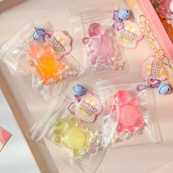 Crystal Booger Double-Color Turtle Squishy Keychain Stress Relief Toy - 图片 3