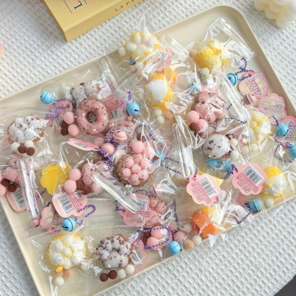 24 piece snack toy pendant squishies set in color box – stress relief essential