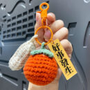 fleece knitted good things happen keychain small decoration cartoon crocheted persimmon bag keychain