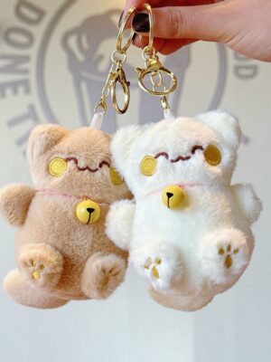 Cute Lucky Cat Pendant: Plush Toy Doll with Bell, Bag Charm & Keychain