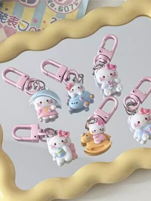 KT Cat Backpack Keychain - Cute Cartoon Backpack Pendant, Couple Small Gift, Keychain