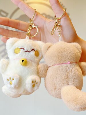 Cute Lucky Cat Pendant: Plush Toy Doll with Bell, Bag Charm & Keychain