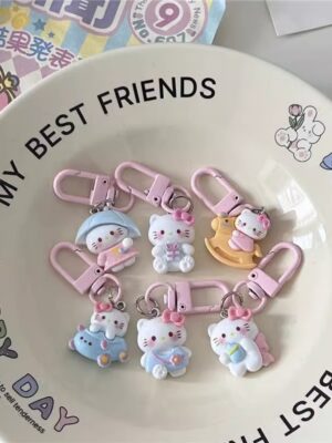 KT Cat Backpack Keychain - Cute Cartoon Backpack Pendant, Couple Small Gift, Keychain
