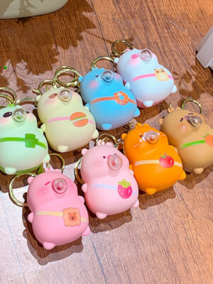 Cartoon bubble-blowing stress-relief keychain backpack pendant couple car keychain
