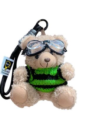 Cartoon plush trendy cool bear keychain, schoolbag small pendant, cute couple bag doll keychain
