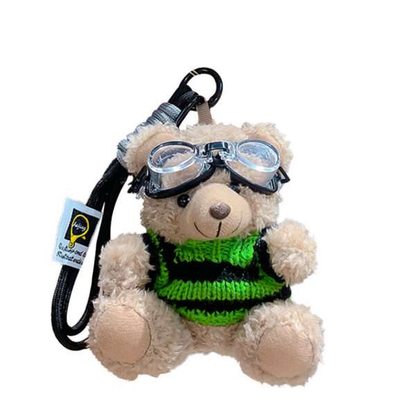 cartoon plush trendy cool bear keychain, schoolbag small pendant, cute couple bag doll keychain