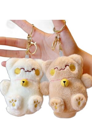 Cute Lucky Cat Pendant: Plush Toy Doll with Bell, Bag Charm & Keychain