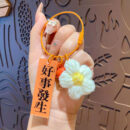 fleece knitted good things happen keychain small decoration cartoon crocheted persimmon bag keychain