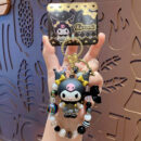 authentic sanrio cartoon beaded bracelet keychain, creative kuromi car & bag key chain doll pendant