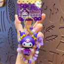 authentic sanrio cartoon beaded bracelet keychain, creative kuromi car & bag key chain doll pendant