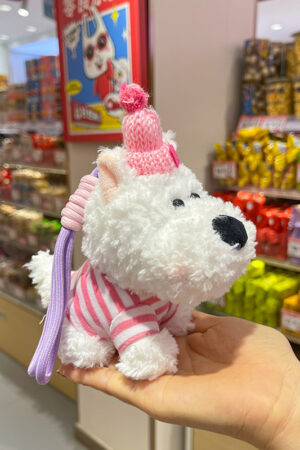 scraggly dog pendant, plush cartoon dog doll, unclothed small dog toy, bag charm, keychain
