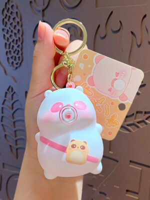 Cartoon bubble-blowing stress-relief keychain backpack pendant couple car keychain