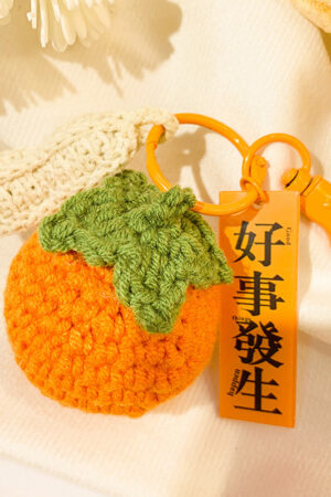 Fleece Knitted Good Things Happen Keychain Small Decoration Cartoon Crocheted Persimmon Bag Keychain