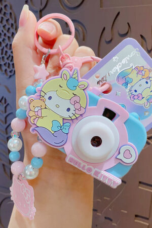 Authentic Sanrio Cartoon Beaded Bracelet Keychain, Creative Kuromi Car & Bag Key Chain Doll Pendant