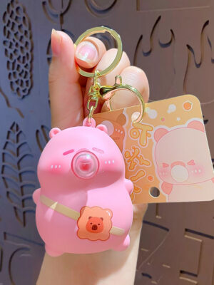 Cartoon bubble-blowing stress-relief keychain backpack pendant couple car keychain