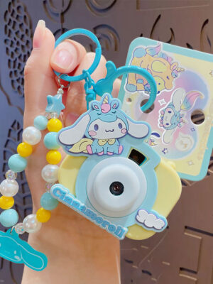 Authentic Sanrio Cartoon Beaded Bracelet Keychain, Creative Kuromi Car & Bag Key Chain Doll Pendant